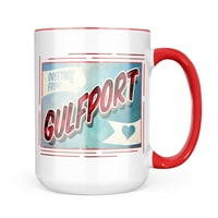 Neonblond pozdrav iz Gulfport, vintage razglednica poklon za ljubitelje čaja za kavu