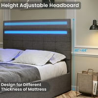 Kraljica LED krevet s ladicama i USB portovima, tapecirani okvir za krevet na platformi, jednostavan