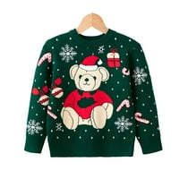 Esaierr 2- godine stari božićni medvjed tiskati džemper, džemper za djevojke, džemper za djecu, duks za bebe Plint Top džemper, pad zimski džemper