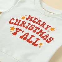 Amiliee Toddler Baby Girgin Božićne odjeće Duge dugih rukava vrhovi Santa Flare Hlace Set odjeće