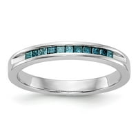 14k bijeli zlatni prsten za venčani dijamantski kvadrat plave veličine 8