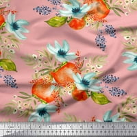 Soimoi bež pamučna ducka tkanina Paradajz i frezija cvjetni dekor tkanina tiskano dvorište široko