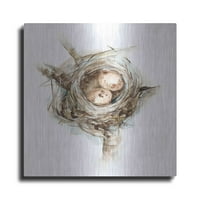 Luxe Metal Art 'Bird Nest Study I' Ethan Harper, Metal Wall Art, 36 X36