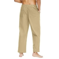 Muške pamučne posteljine hlače elastične struke lagane casual pantalone Slim Fit Yoga Hlače sa džepovima