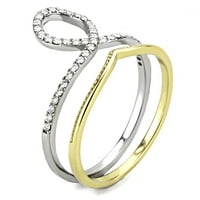 Ženski srebrni prstenovi dvotonski IP zlatni prsten od nehrđajućeg čelika 316l sa AAA CRD CZ u Clear