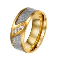 Rime uzorak žuti pozlaćeni titanijski čelični mens prsten za muškarce Vjenčani band AAA CZ MAN prsten