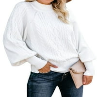 Rosfancy Women mock Chunky kabel pletiv džemper balon dugih rukava za pulover, s-xl