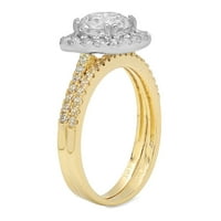 1. CT okrugli rez originalni kultivirani dijamant VS1-VS I-J 18K Yellow White Gold Halo Angagement Wedding