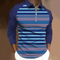 Muške polovine Print Dugi rukav Stretch Slim Fit Vanjski golf casual majice Zipper V-izrez Atletski