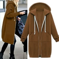 Xinqinghao Ženske patentne patentne bačeče kaput ugrađen dugim rukavima udobne jakne kaput zimska solidna