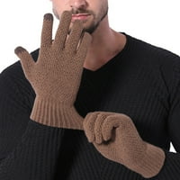 Yesbay muškarci zgušnjavati zimske pletene vunene rukavice topli puni ekran s dodirnim prstom mittens-svijetlo