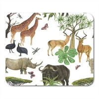 Safari Pozadinska akvarela Slikanje bešavne uzorak sa žirafom Rhinocero Gazelle MousePad Mouse Pad Mouse