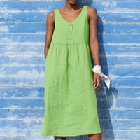 Ženske haljine Ljetne haljine za žene u odjeći s poklopcem Dubina v-izrez bluza Lagana zelena XL