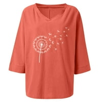 Pamučne majice od pamuka za žene povremene majice na V-izrezu majica za maselion Grafički labavi ljetni