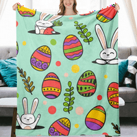 DiCasser Easter Spring Bunny bacajte pokrivač s jastukom plišane flanelne deke za bebe za dnevni boravak