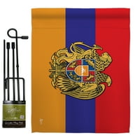 Armenia Garden Flag Set Nacionalnost Regional X18. Dvostrane ukrasne vertikalne zastave Dekoracija kuće