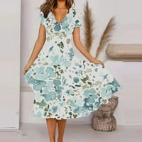 Ženska poluformalna haljina V-izrez cvjetna elegantna haljina maturalna haljina maxi duga haljina