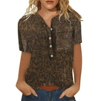 Bluze sksloeeeeg za žene seksi vrhovi za žene Ljeto cvjetno tiskane bluze V-izrez kratkih rukava udobne
