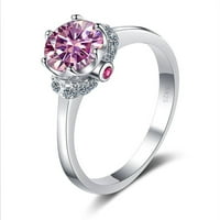 Carat D boja VVS Moissine Womens Sterling Silver Pink Diamond Engagement prstenovi za žene - Vjenčani