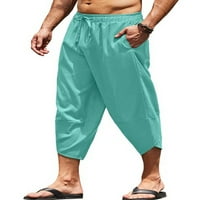 Haite Men Casual Solid Color Capri pant nacrtavanje labavih harem hlača Jogger elastične strugove hlače