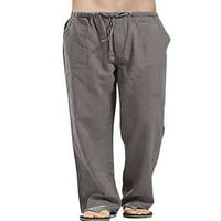 HAITE MENS HLAČE Čvrste pantalone u boji elastična struka Dno Yoga Loungeward Jogger DrawString tamno