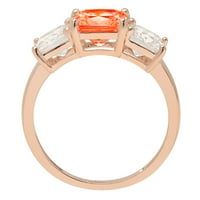 4. CT sjajan kvadrat smaragdni rez simulirani crveni dijamant 14k Rose Gold Trobotan prsten s 7,25