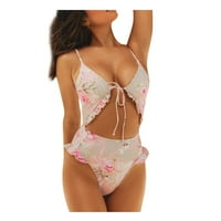 Žene cvjetni print čipke kupaćih kostima Ležerne prilike slatkog remen Jednodijelni bikini