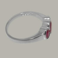Britanci napravio je 10k bijeli zlatni prsten sa prirodnim rubinskim ženskim godišnjicom - Opcije veličine