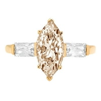 2.0ct Marquise rezan šampanjac simulirani dijamant 14k žuti zlatni godišnjički angažman kamena prstena