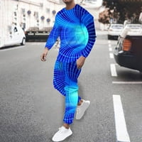 WAVSUF modna vježbanje za odjeću za muškarce za hladne ponude dugi rukavi plavi vrhovi i hlače postavljene