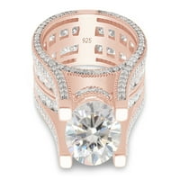Carat Okrugli rez bijeli kubični cirkonij Solitaire mostovi zaručni prsten za žene u 14K ružino zlato