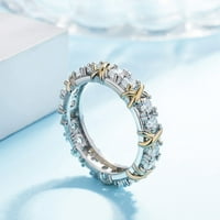 Yuqi Sterling Silver Cross Full Diamond Ring Platinum BAND prsten za žene Djevojka Promice Ring 11