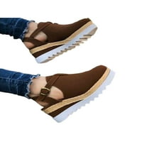 Ženska platforma klina za pete Espadrilles Sandale gležnjače dame Ljetne cipele Crne 6