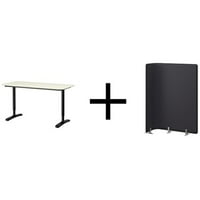 IKEA Desk, bijeli, crni i Ikea ekran za stol, siva