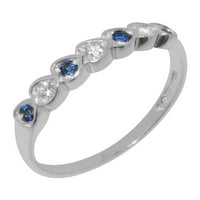 Britanci napravio je 10k bijeli zlatni prsten s prirodnim dijamantima i safirom ženskim vječnim prstenom