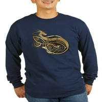 Cafepress - Zlatni Norse Dragon - tamna majica s dugim rukavima
