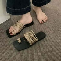 Dressy sandale za ženske ljetne potpetice - plaža Square Toe Dressy Casual Sandals Khaki Veličina 4,5