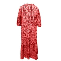 Ljetne haljine za žene Ležerne prilike O-izrez valo za testiranje pola rukava Loose Frills duge haljine