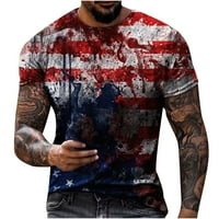 Snoarin 4. srpnja Košulje Plus veličine Muške kratke hlače rukave okrugli vrat 3D digitalna zastava