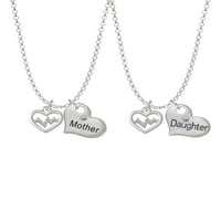 Delight nakit Silvertone srce sa AB Crystal Heartbeat Majka i kćeri srčani ogrlice, 19 + 2