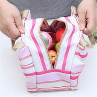 Prijenosni piknik Travel Stripe torba izolirana torbalna torba za ručak za ručak Doručak Organizer hladnjak toplo bo ružičasta