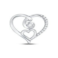 Bocagold 10kt bijelo zlato Žene okrugli dijamantski privjesak za srce CTTW