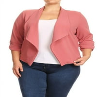 Plus veličine Ženski trendi stil otvorena prednja čvrsta jakna