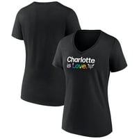 Ženska fanatika brendirana Crna Charlotte Hornets City Pride Mom Logo majica V-izrez