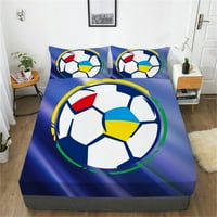 3D nogometne posteljine set fudbalskih opremljenih listova Sportska kreveta s dekorom kreveta krevet