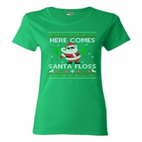 Dame se ovdje dolaze Santa Floss Dance Christmas Funny DT majica Tee