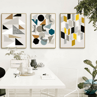 Rush 3D geometrijski patchwork Wall Art platno Ispis postera, jednostavan apstraktni dekor za crtanje