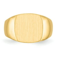 14k žuto zlatni prsten bend Signet 12.0x Zatvoreno leđa muške, veličine 6