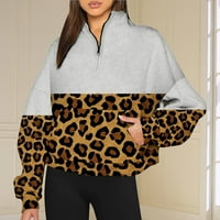 Daqian Womens Duksevi za uklanjanje ženske modne jeseni zimski Leopard Ispis Casual Sports Okrugli vrat
