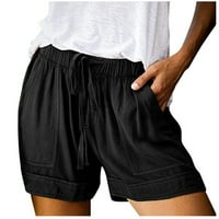 Ženske kratke hlače Loosecking Srednje kratke hlače Ljetne casual čvrste kratke hlače sa džepovima crna